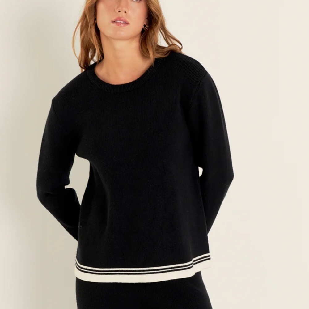 English Factory Contrast Stripe Detail Knit Top